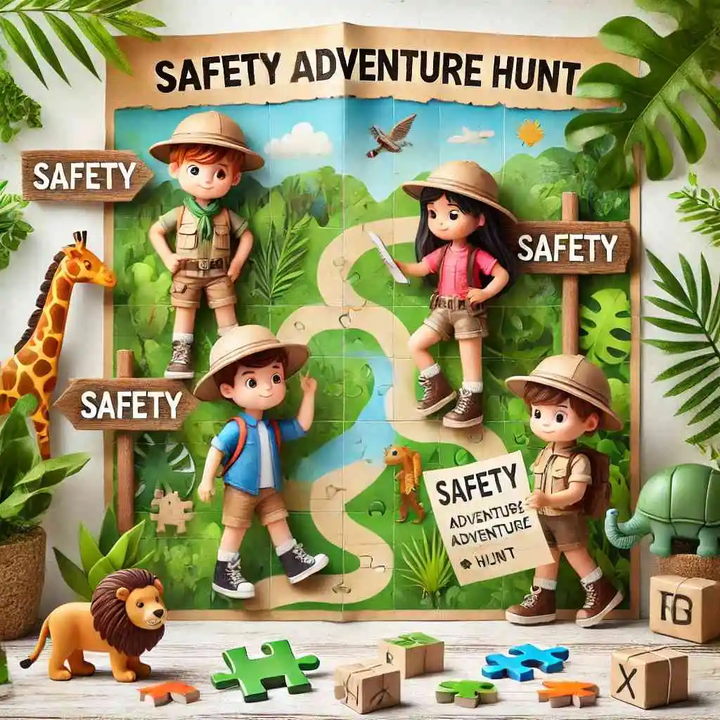 Jungle explorer safety adventure hunt for kids.