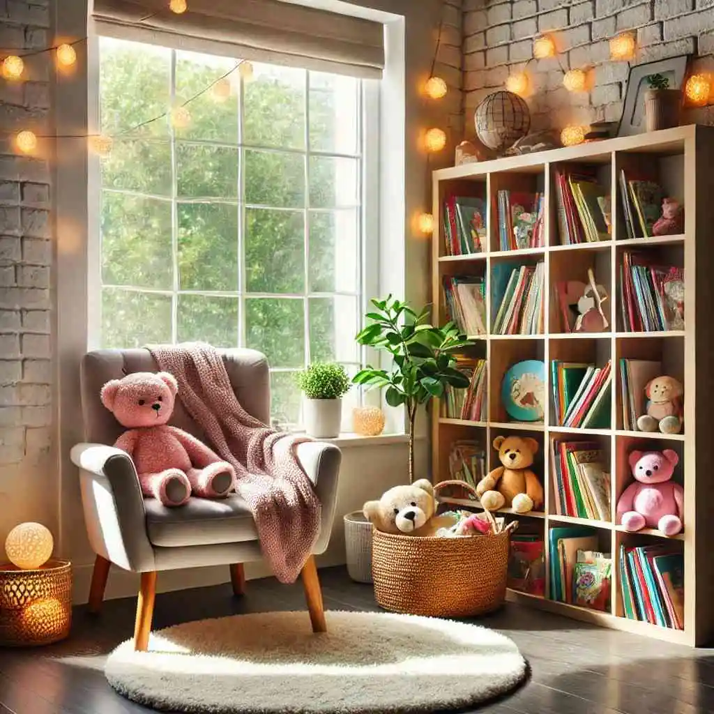 Reading nook near window with armchair and natural light