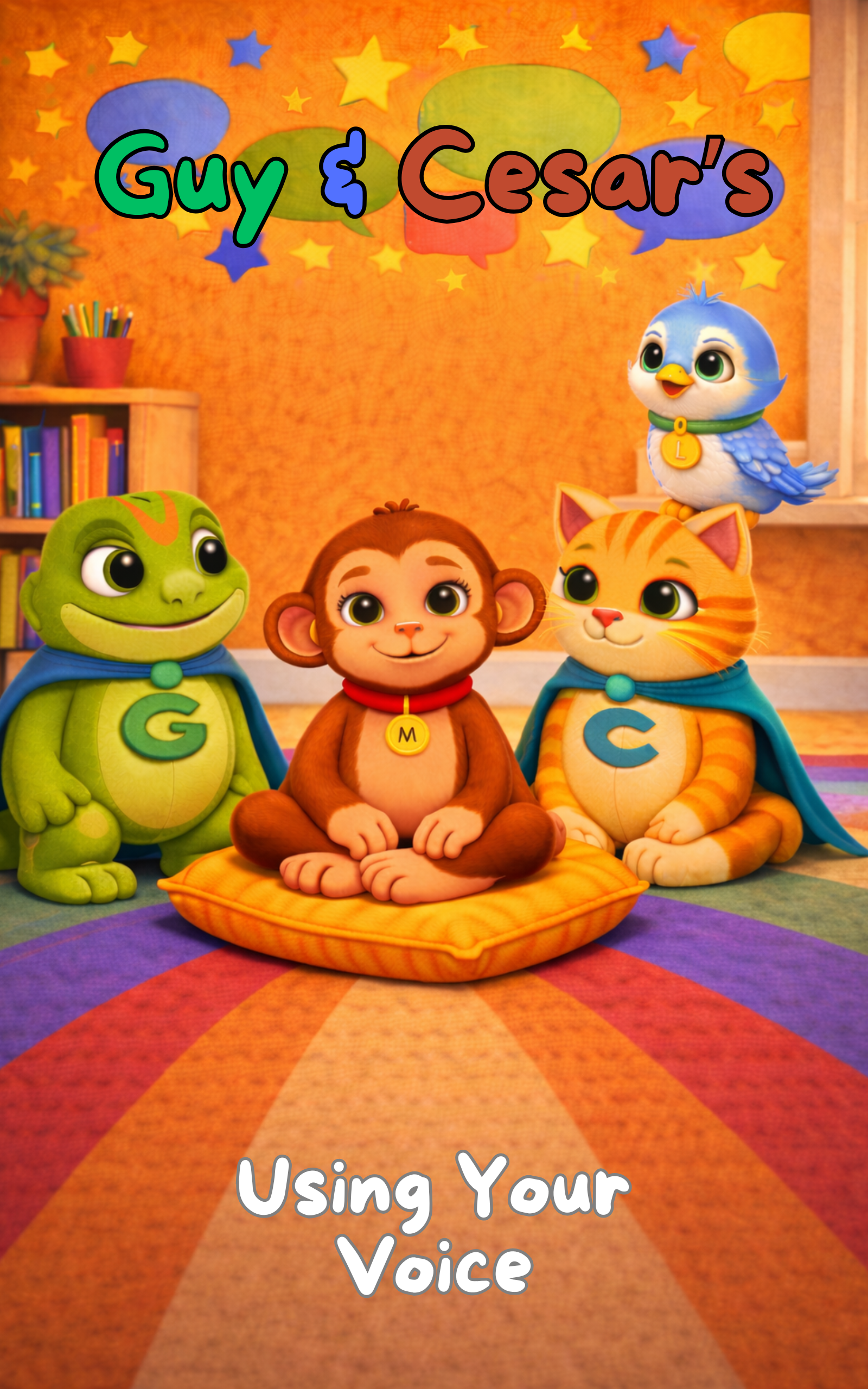 Using Your Voice children’s book cover by Guy & Cesar encouraging confidence and speaking up